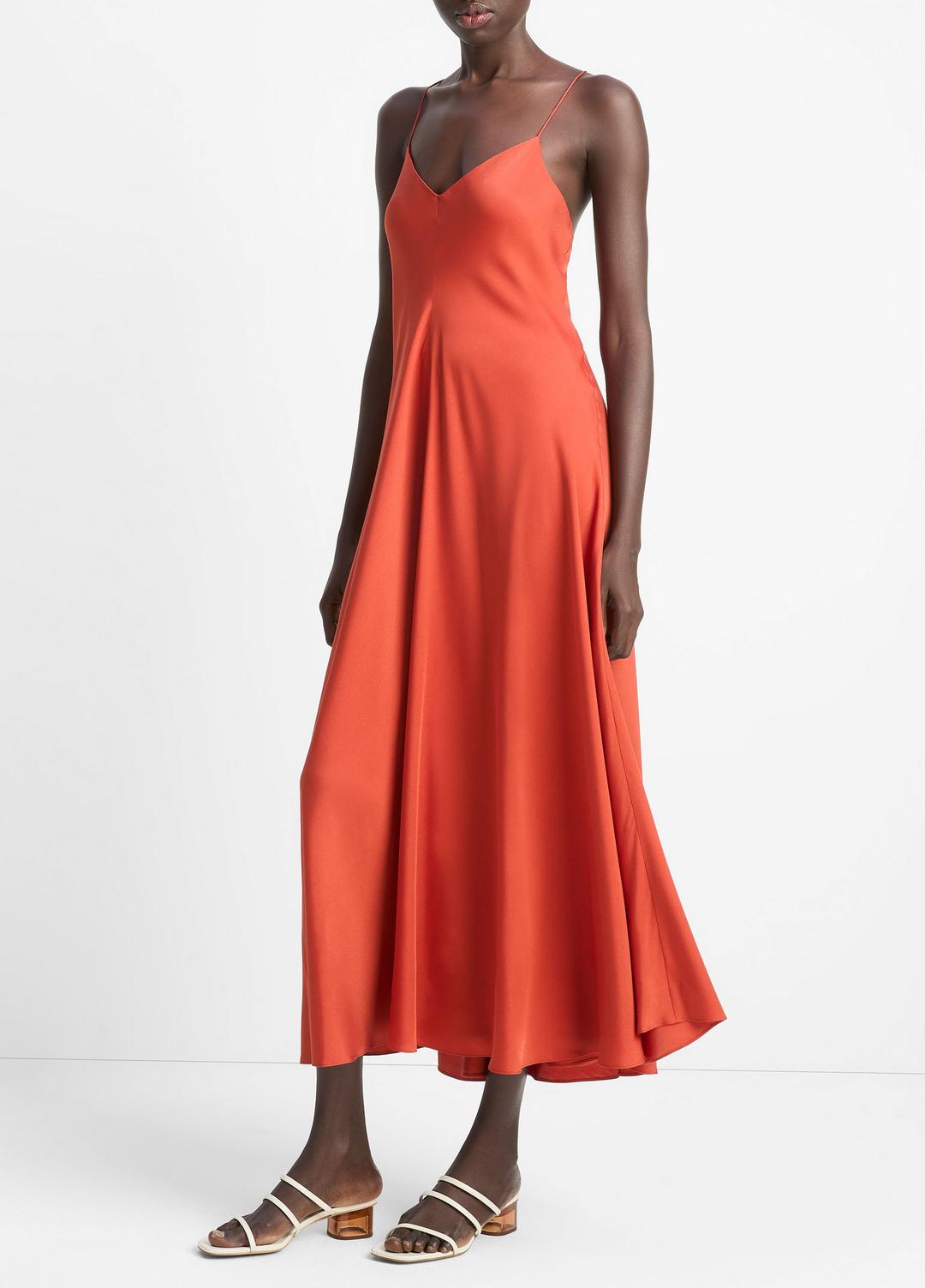 Silk-Blend A-Line Slip Dress in Dresses & Skirts BRICK ROSE | VINCE Sale