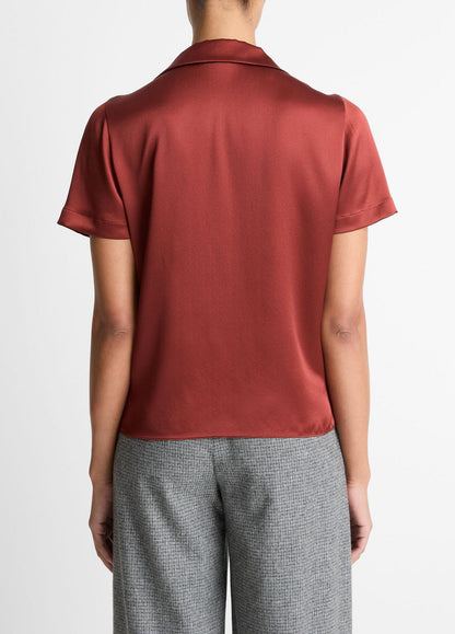 Silk Short-Sleeve Button-Front Shirt in Shirts & Tees SIENA | VINCE Sale