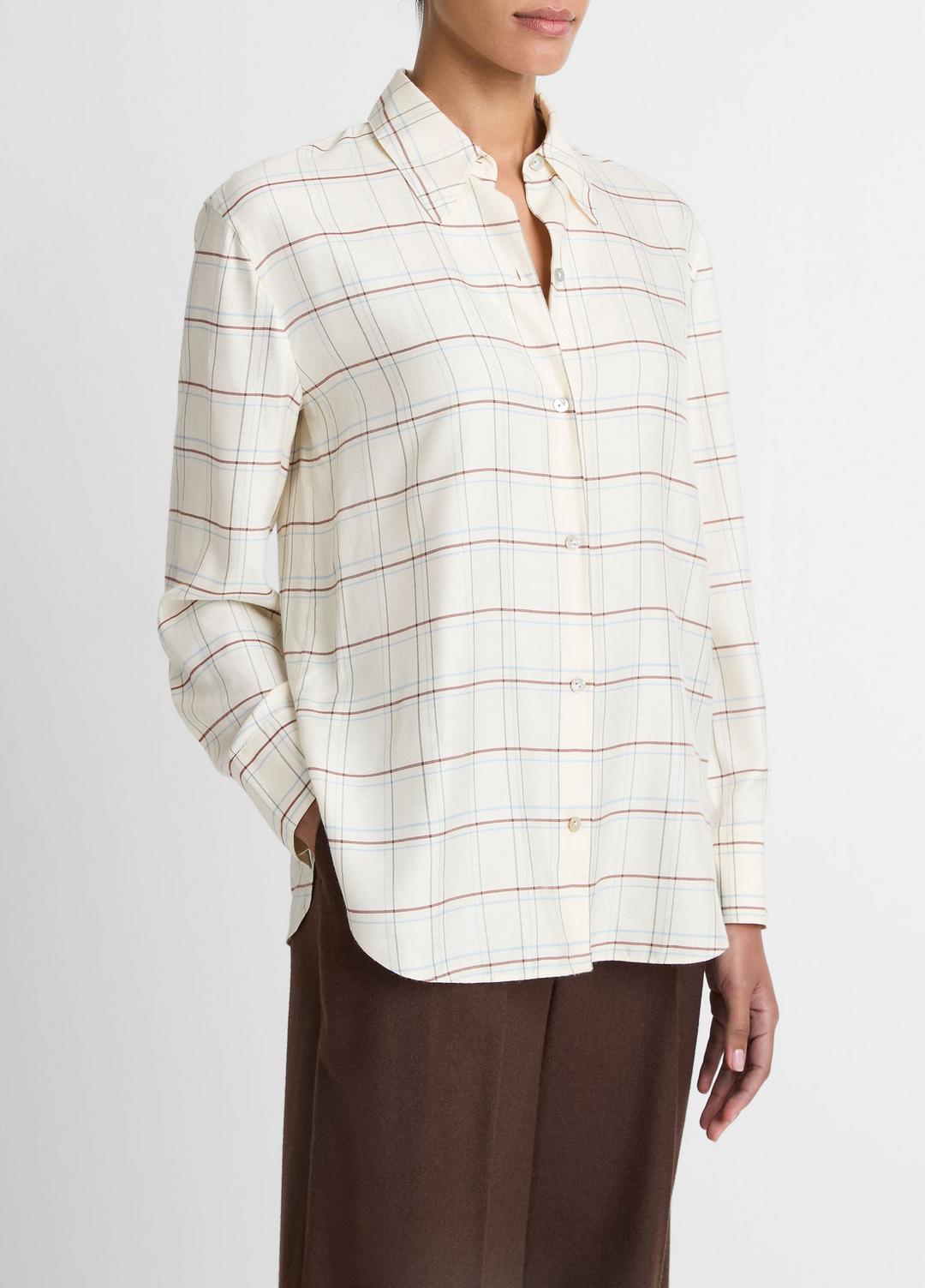Checked Plaid Button-Front Shirt in Shirts & Tees CREAM MULTI | VINCE Sale