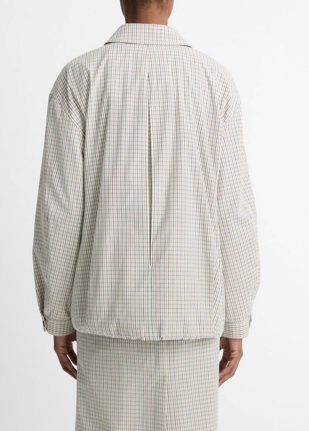 Gardener's Check Cotton Oversized Bomber Jacket in Jackets & Outerwear STONE/TAN | VINCE Sale