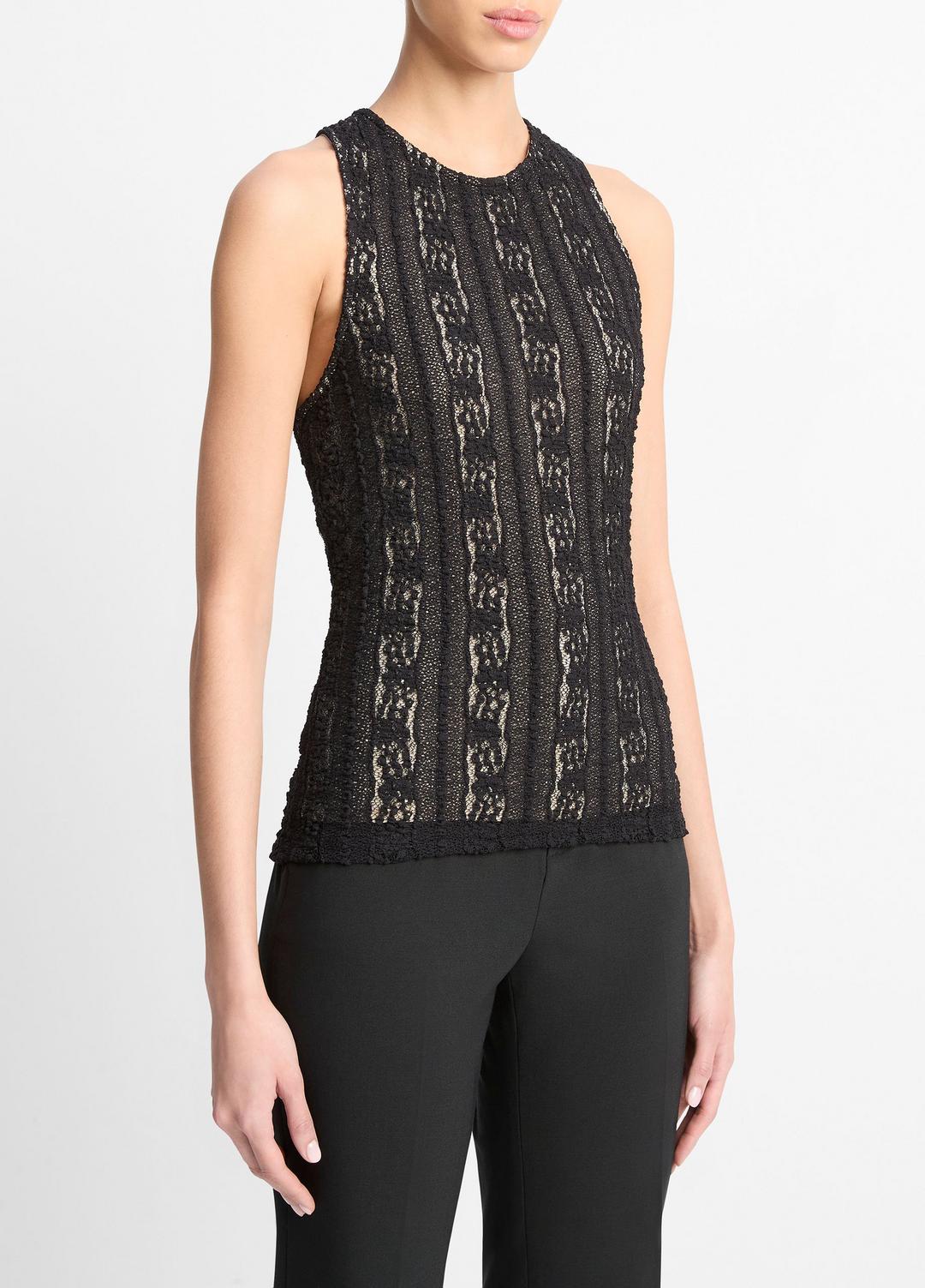 Smocked Lace Shell in Shirts & Tees BLACK | VINCE Sale