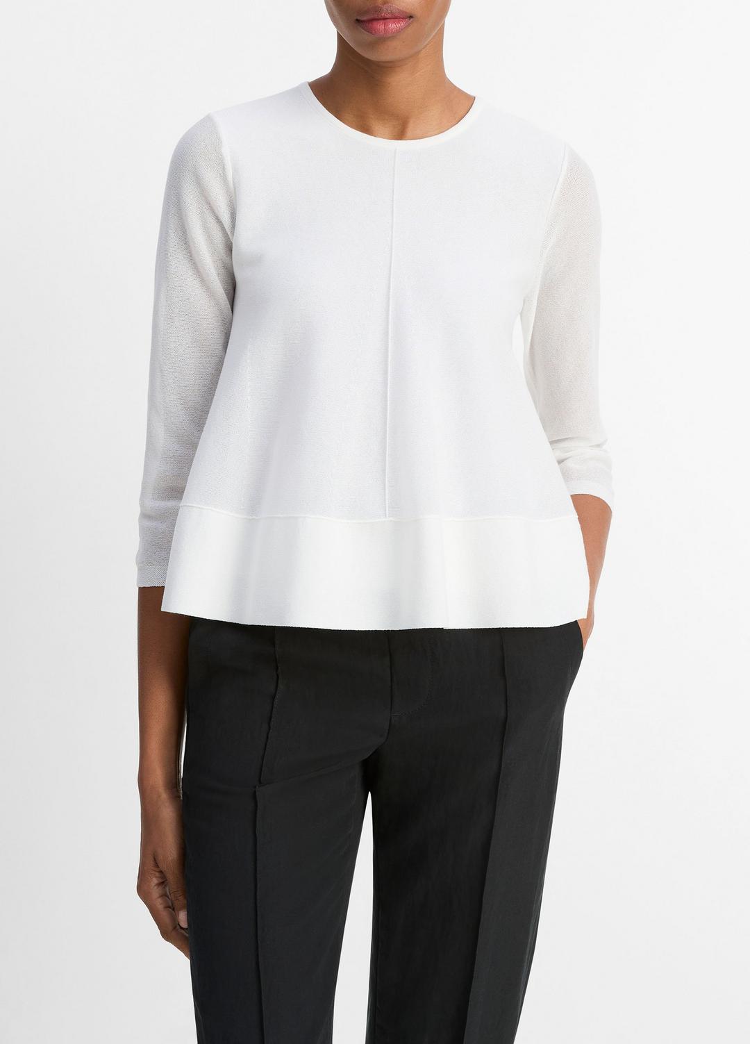 Italian Cotton-Blend A-Line Sweater in Sweaters OPTIC WHITE | VINCE Sale