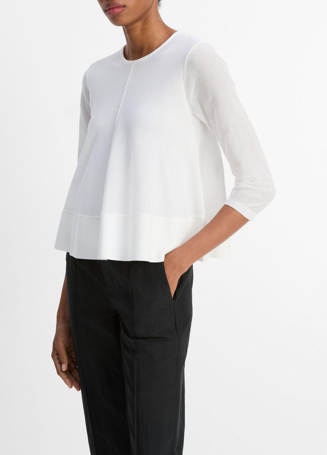 Italian Cotton-Blend A-Line Sweater in Sweaters OPTIC WHITE | VINCE Sale