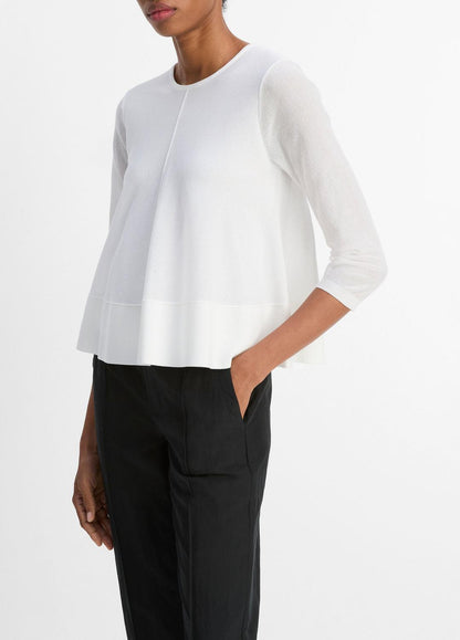 Italian Cotton-Blend A-Line Sweater in Sweaters OPTIC WHITE | VINCE Sale