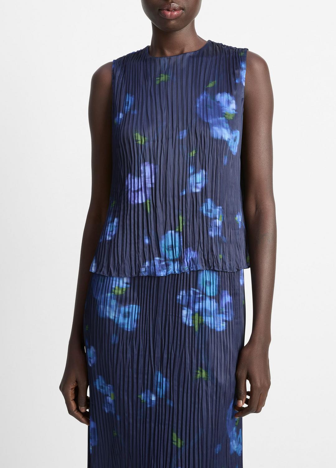 Poppy Blur Crushed Satin Shell in Shirts & Tees MIDNIGHT | VINCE Sale