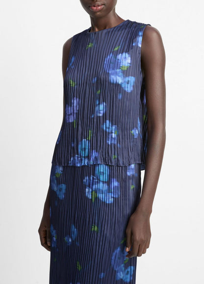 Poppy Blur Crushed Satin Shell in Shirts & Tees MIDNIGHT | VINCE Sale