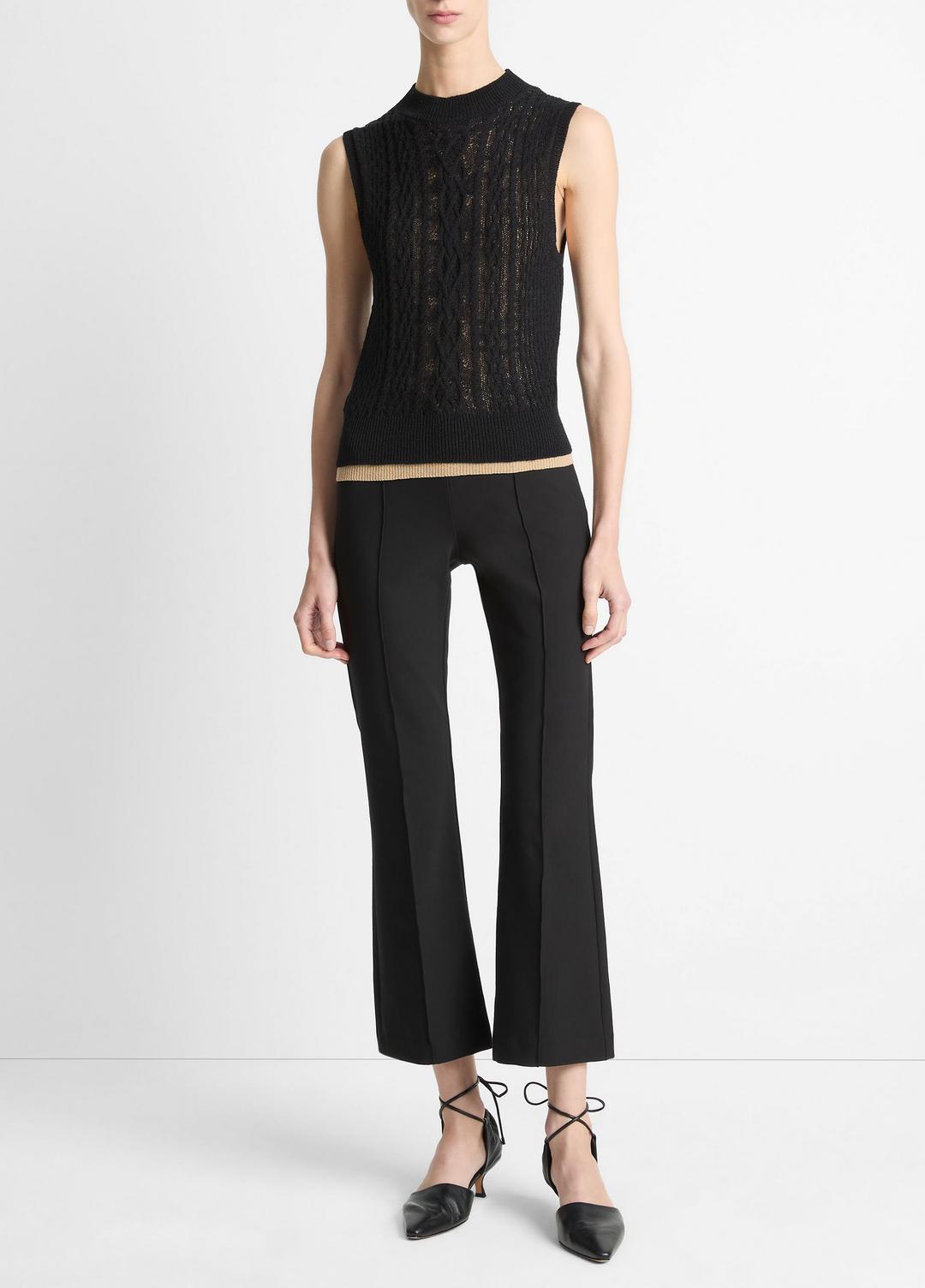 Cable Cotton-Blend Double-Layer Shell in Sweaters BLACK/GOLD CLIFF | VINCE Sale