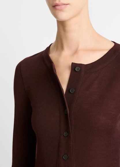 Wool Long-Sleeve Henley in Shirts & Tees CHERRY NIGHT | VINCE Sale