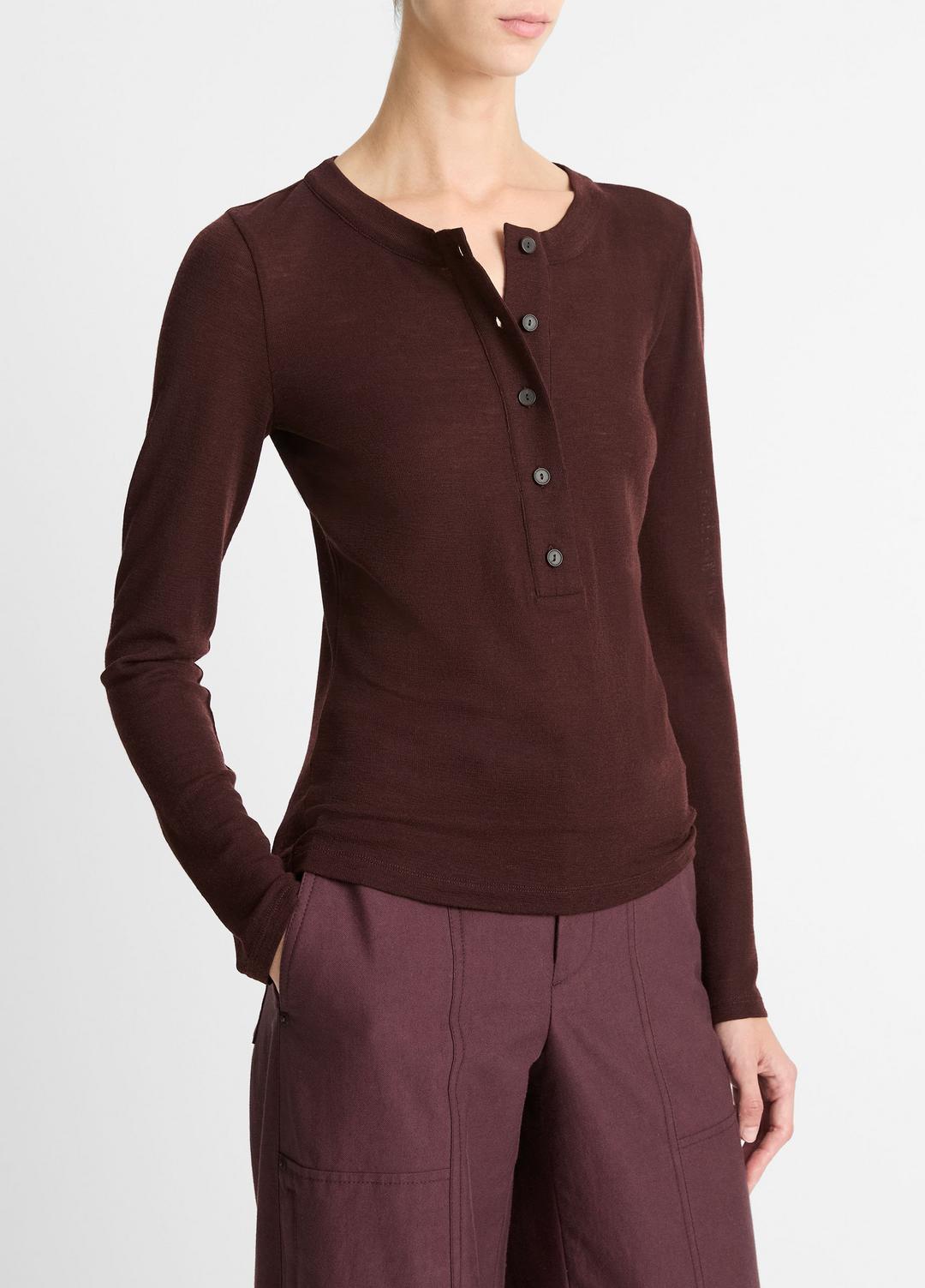 Wool Long-Sleeve Henley in Shirts & Tees CHERRY NIGHT | VINCE Sale
