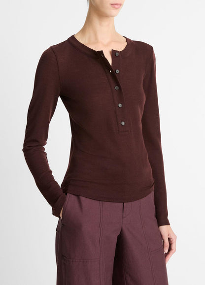 Wool Long-Sleeve Henley in Shirts & Tees CHERRY NIGHT | VINCE Sale