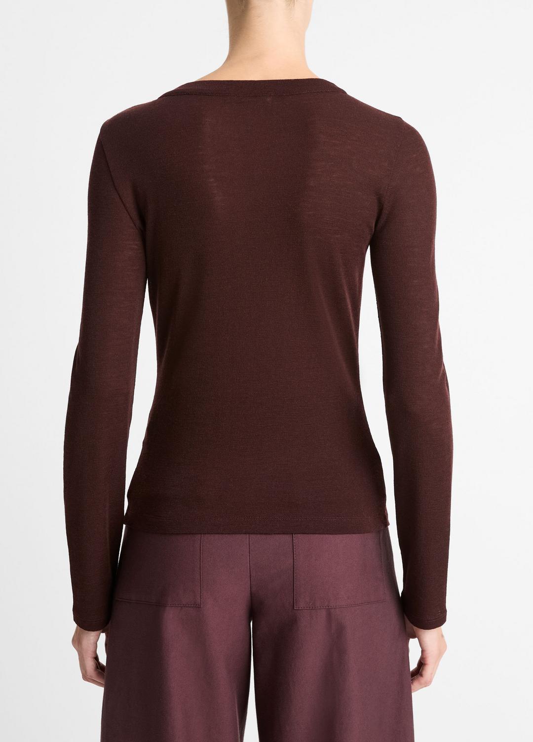 Wool Long-Sleeve Henley in Shirts & Tees CHERRY NIGHT | VINCE Sale
