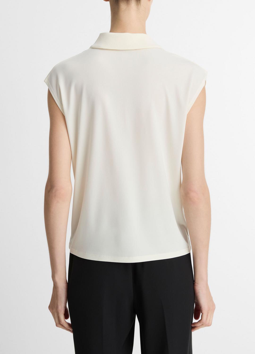 Matte Jersey Cap-Sleeve Polo Top in Shirts & Tees IVORY | VINCE Sale