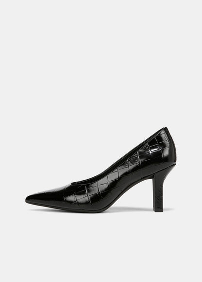 Diane Croc-Embossed Leather Pump in Shoes BLACK | VINCE Sale