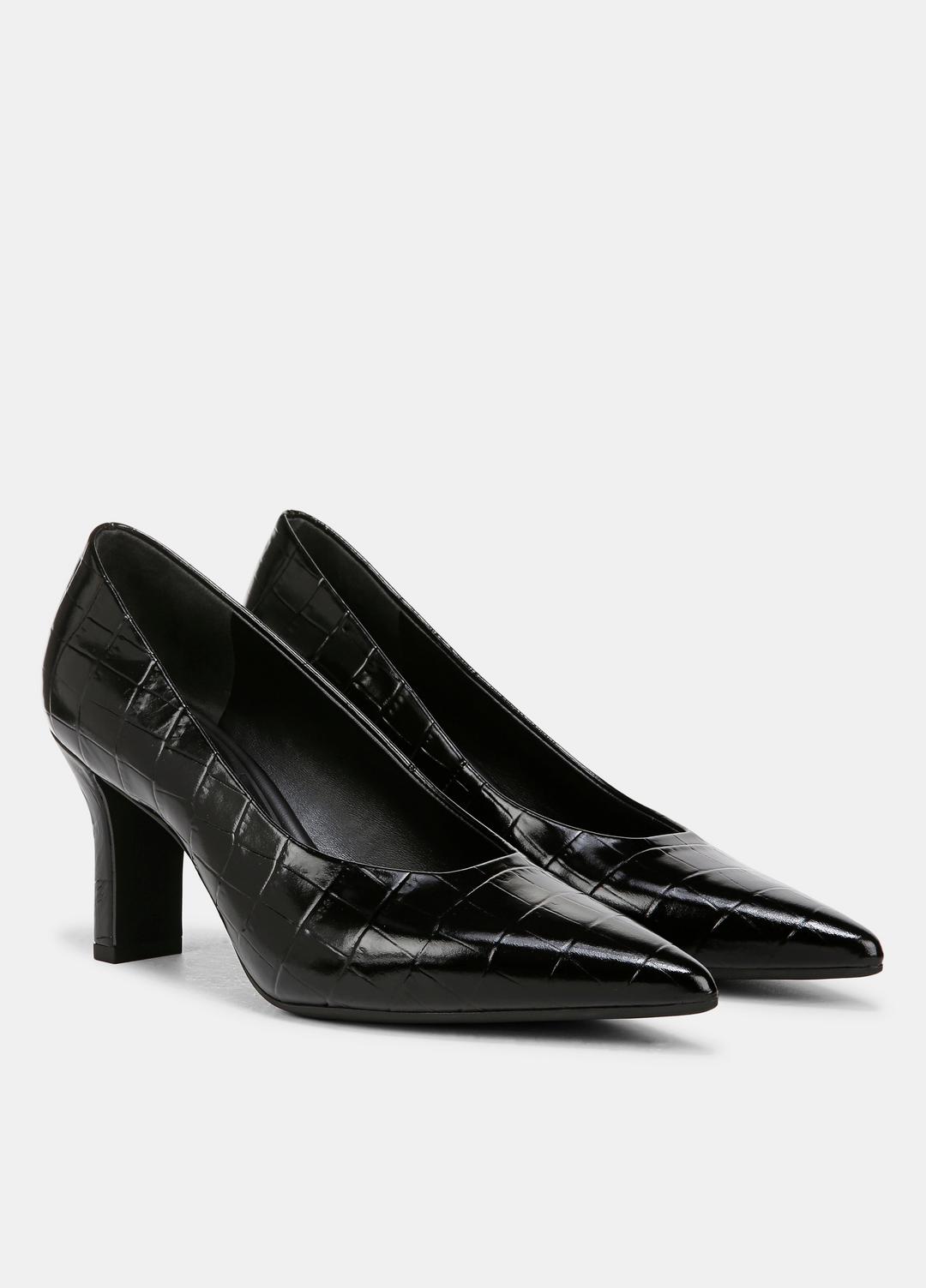 Diane Croc-Embossed Leather Pump in Shoes BLACK | VINCE Sale
