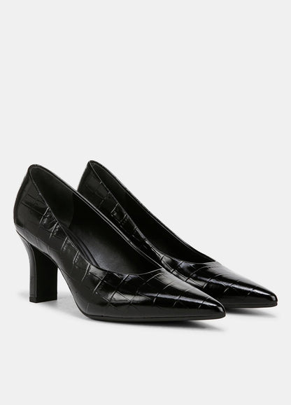 Diane Croc-Embossed Leather Pump in Shoes BLACK | VINCE Sale