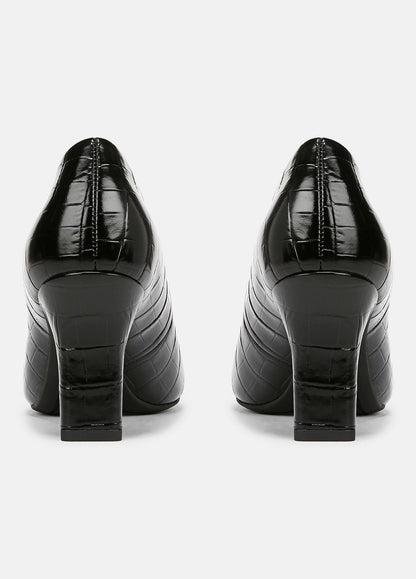 Diane Croc-Embossed Leather Pump in Shoes BLACK | VINCE Sale