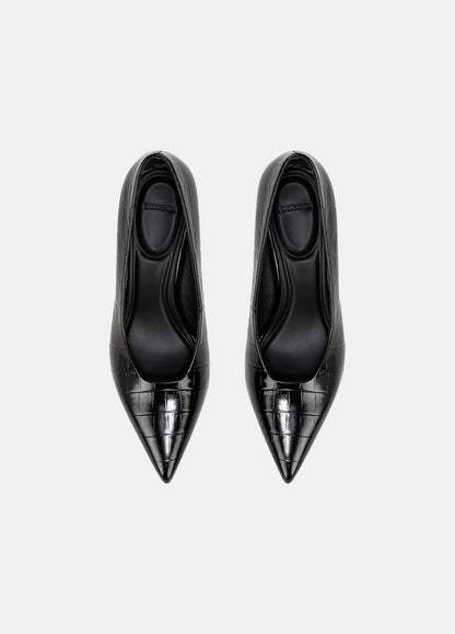 Diane Croc-Embossed Leather Pump in Shoes BLACK | VINCE Sale