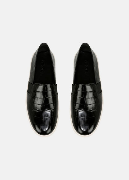 Blair Croc-Embossed Leather Sneaker in Shoes BLACK | VINCE Sale
