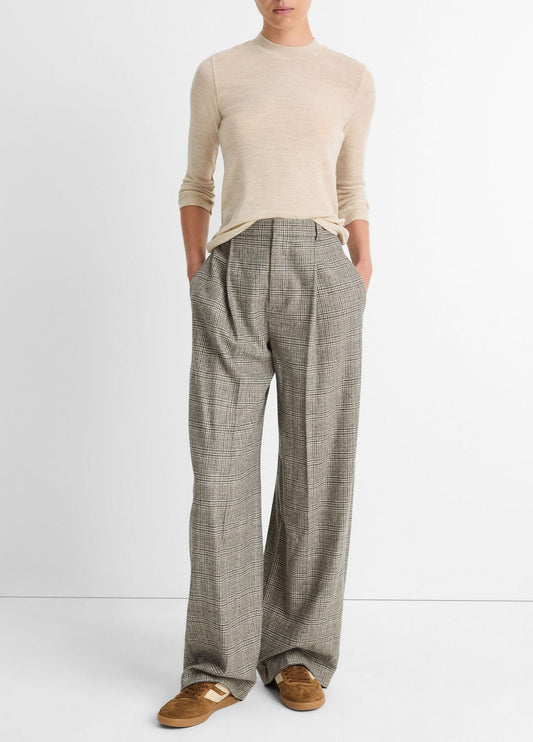 Wool Three-Quarter-Sleeve Mock-Neck Top in Shirts & Tees LIGHT HEATHER ECRU | VINCE Sale