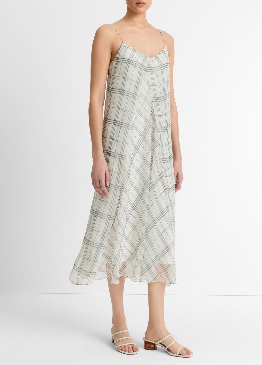 Fenced Plaid Layered Dress in Dresses & Skirts OFF WHITE/GREY | VINCE Sale