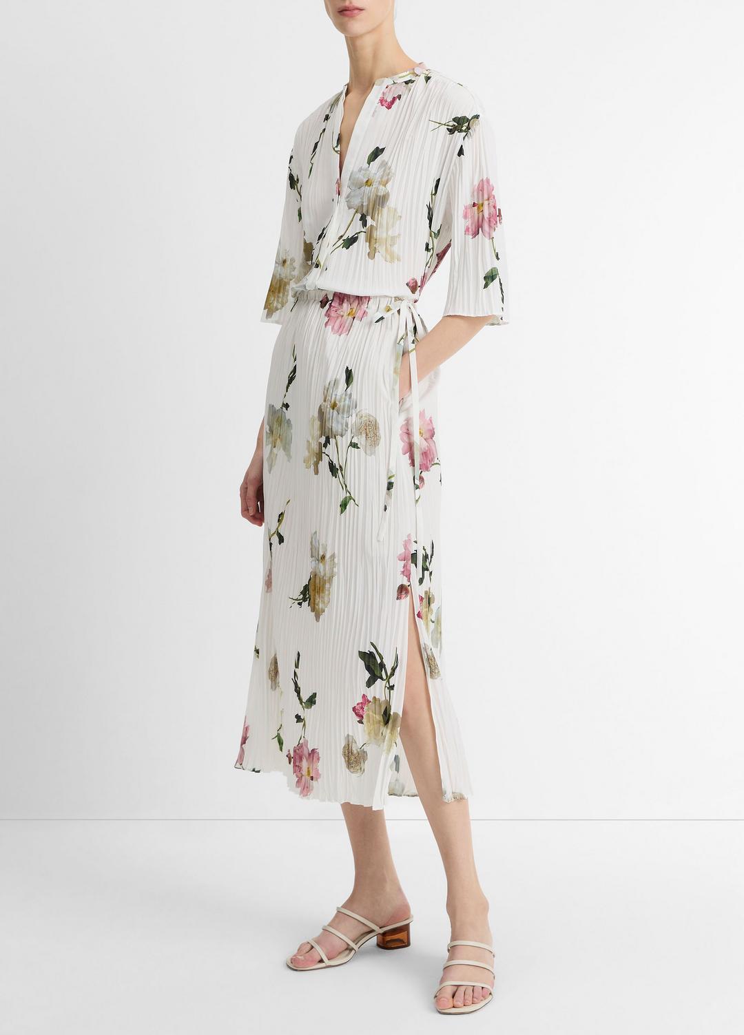 Wilted Peony Pleated Side-Tie Skirt in Dresses & Skirts WHITE PEONY | VINCE Sale