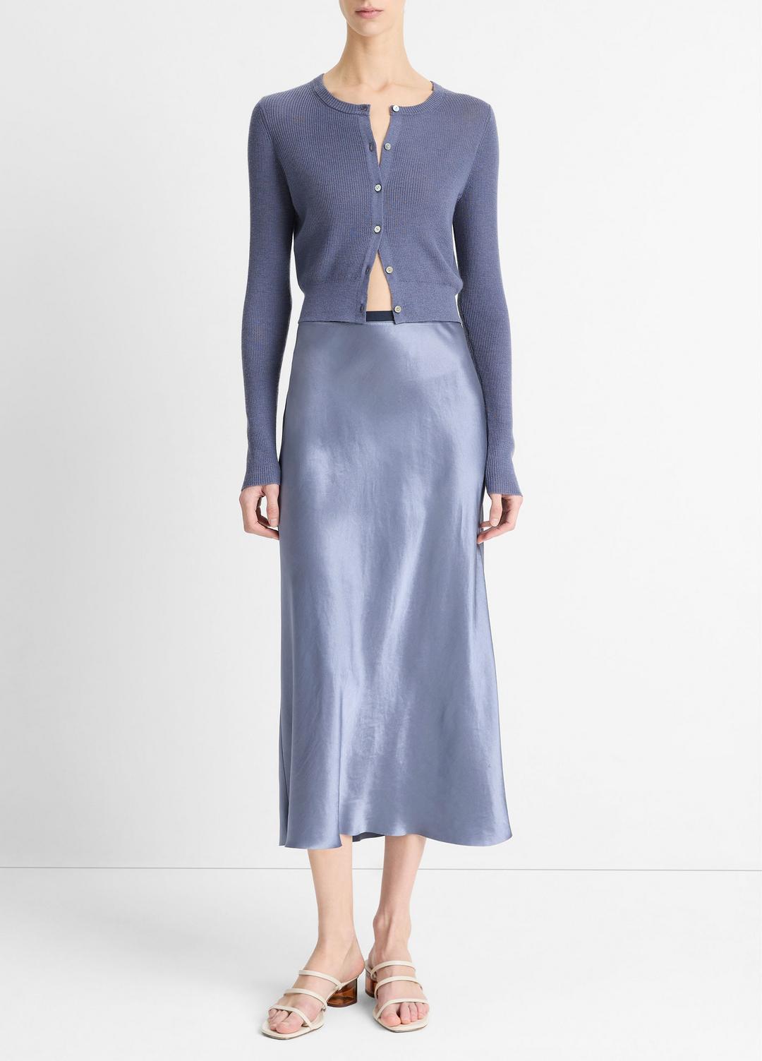 Contrast-Waistband Satin Bias Skirt in Dresses & Skirts MAUVE THISTLE | VINCE Sale