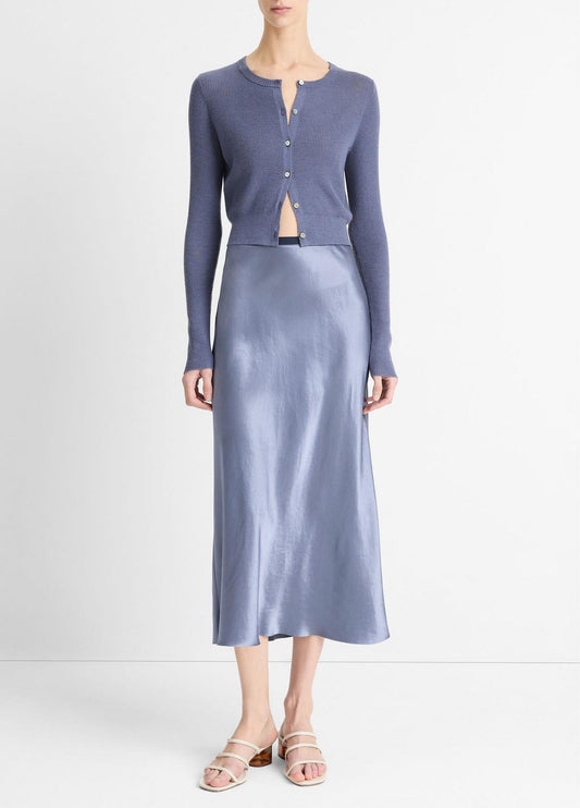 Contrast-Waistband Satin Bias Skirt in Dresses & Skirts MAUVE THISTLE | VINCE Sale