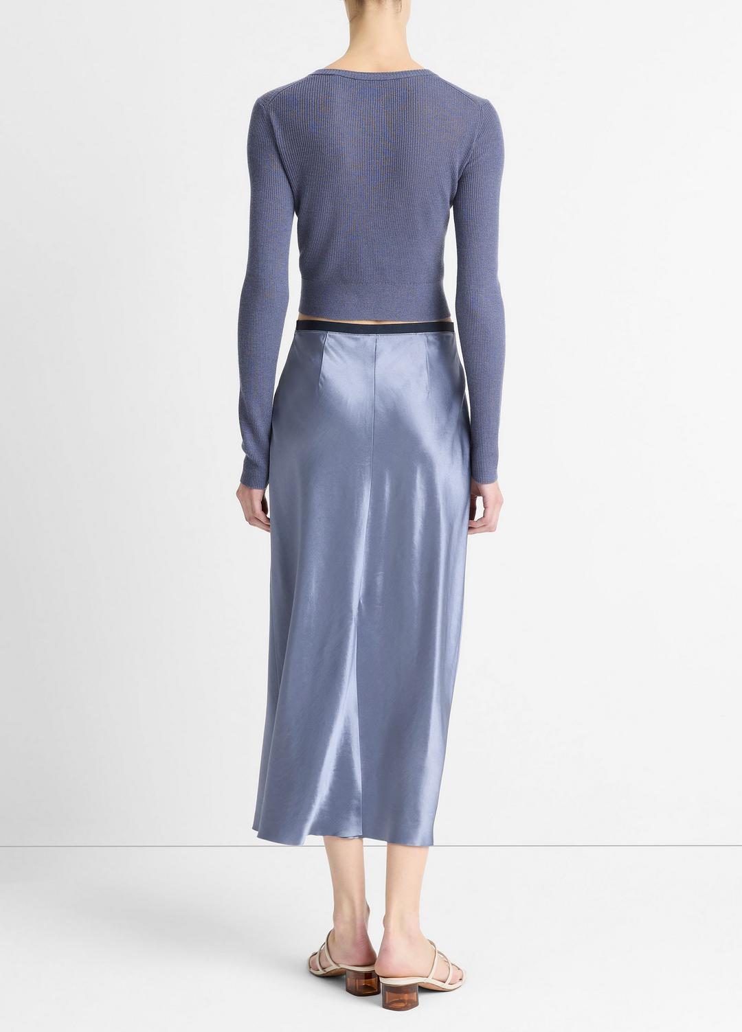 Contrast-Waistband Satin Bias Skirt in Dresses & Skirts MAUVE THISTLE | VINCE Sale