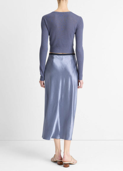 Contrast-Waistband Satin Bias Skirt in Dresses & Skirts MAUVE THISTLE | VINCE Sale