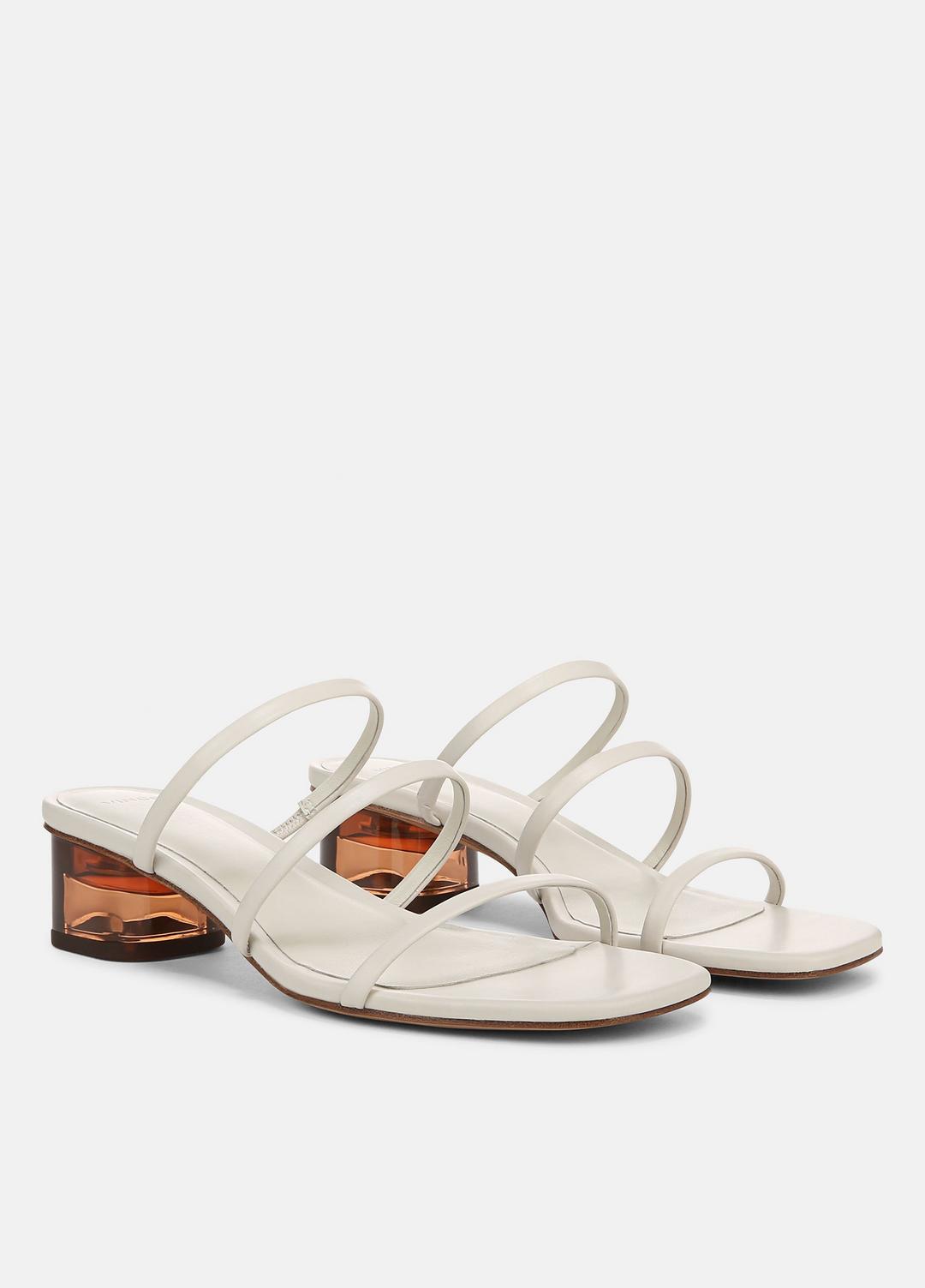 Palm Springs Leather Heeled Sandal in Shoes WHITE STONE | VINCE Sale