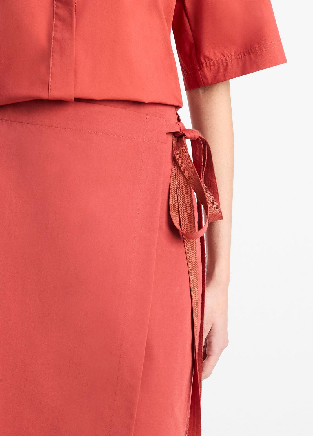 Cotton-Blend Straight Wrap Skirt in Dresses & Skirts BRICK ROSE | VINCE Sale