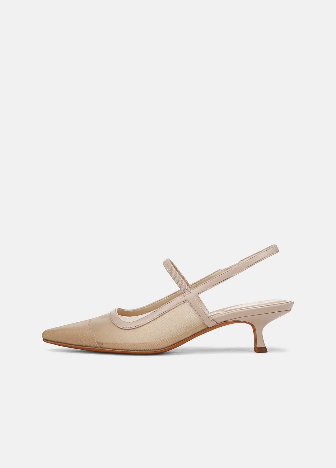 Venice Leather and Mesh Slingback Kitten Heel in Shoes BIRCH SAND | VINCE Sale