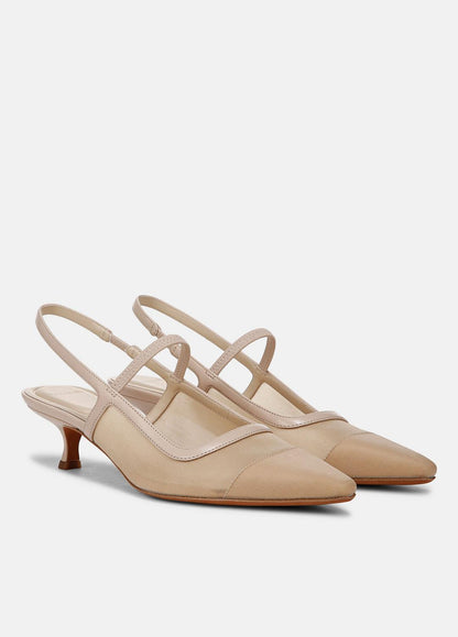 Venice Leather and Mesh Slingback Kitten Heel in Shoes BIRCH SAND | VINCE Sale