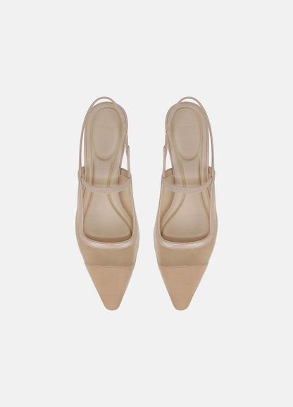 Venice Leather and Mesh Slingback Kitten Heel in Shoes BIRCH SAND | VINCE Sale