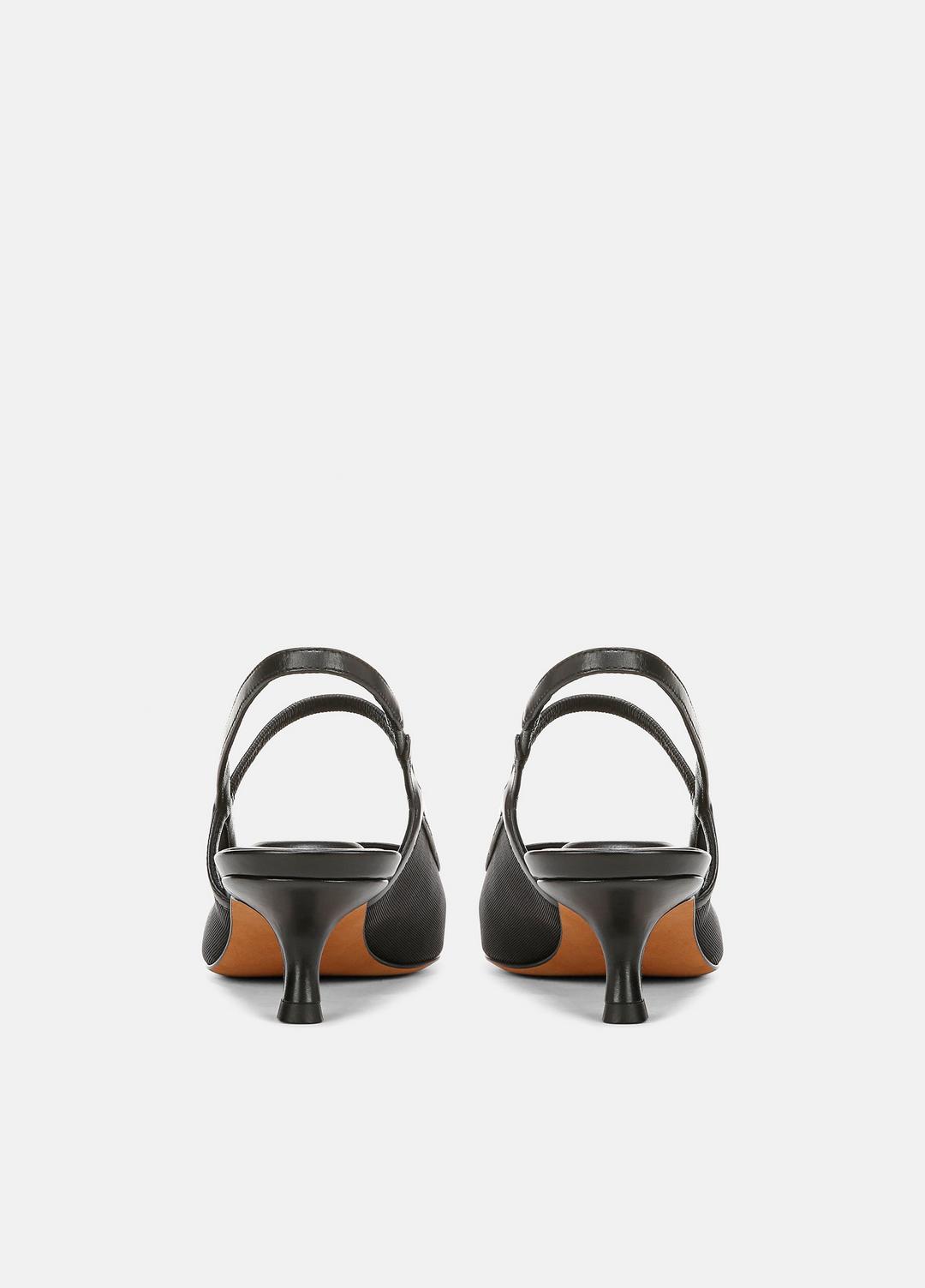 Venice Leather and Mesh Slingback Kitten Heel in Shoes BLACK | VINCE Sale