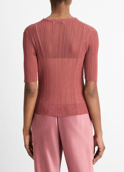 Italian Cotton-Blend Double-Layer Top in Sweaters ROSE JAM/SABBIA | VINCE Sale