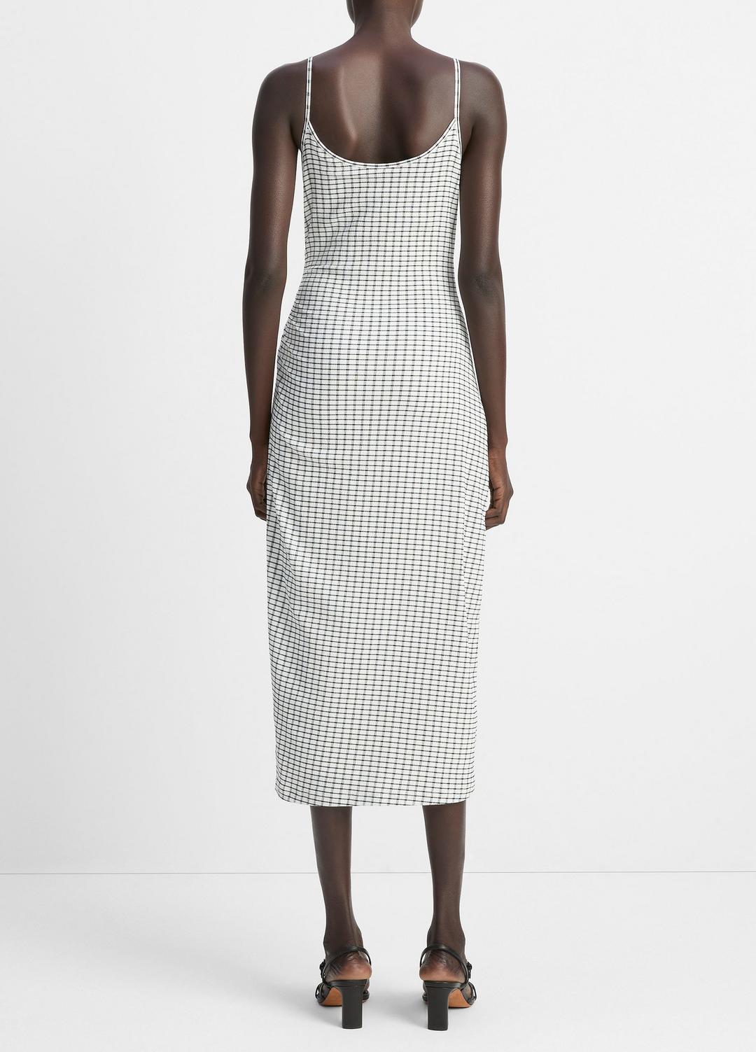 Checked Smocked Tank Dress in Dresses & Skirts BLACK COMBO | VINCE Sale
