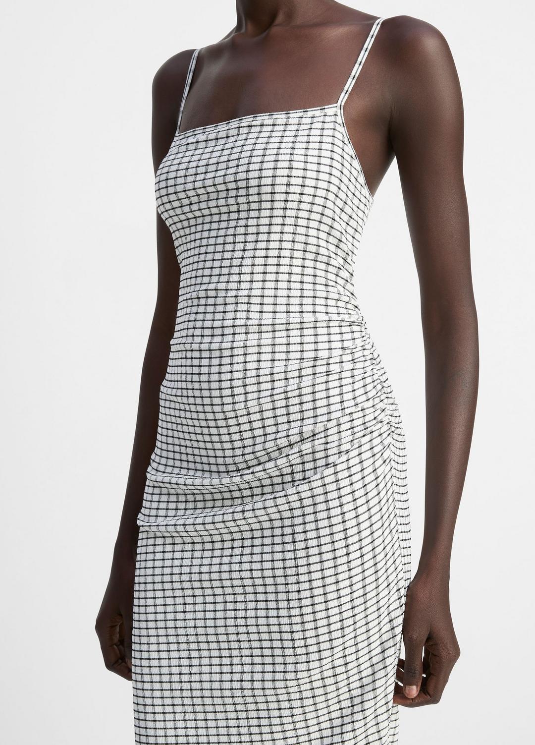 Checked Smocked Tank Dress in Dresses & Skirts BLACK COMBO | VINCE Sale