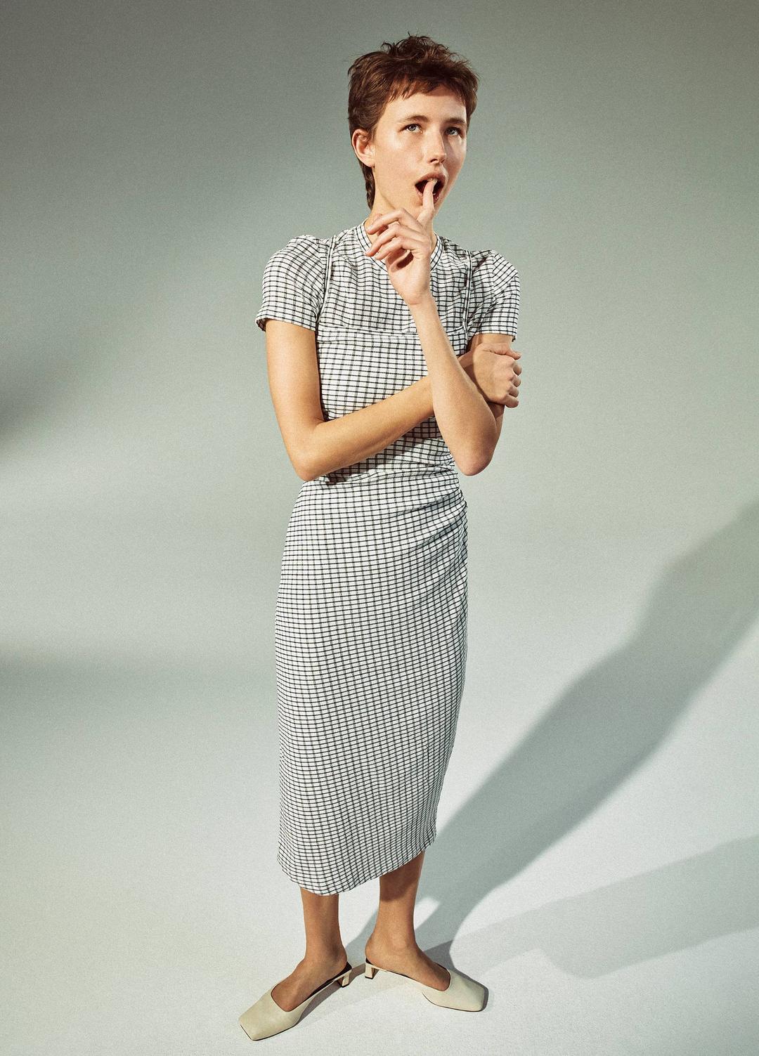 Checked Smocked Tank Dress in Dresses & Skirts BLACK COMBO | VINCE Sale