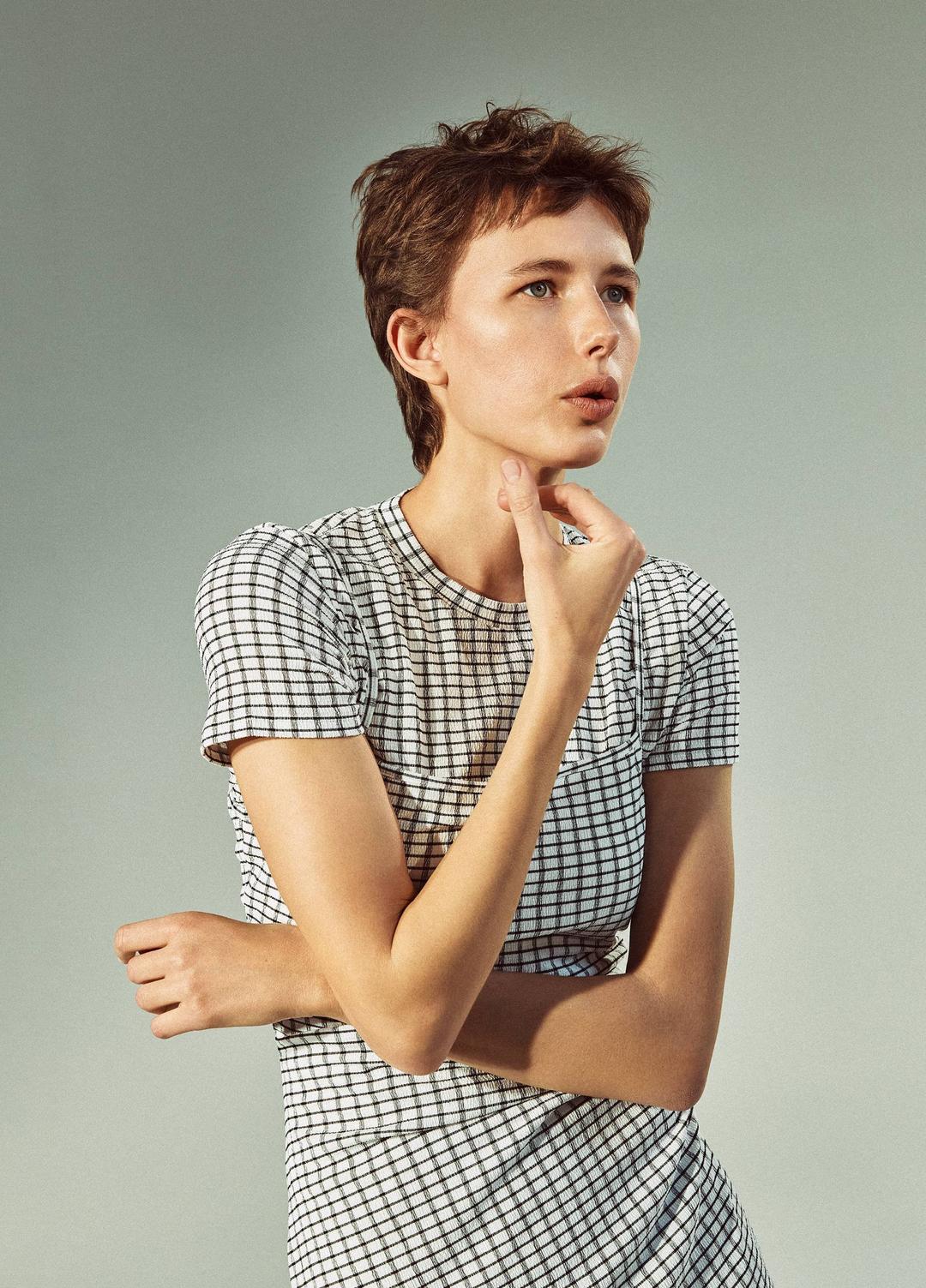 Checked Smocked Tank Dress in Dresses & Skirts BLACK COMBO | VINCE Sale