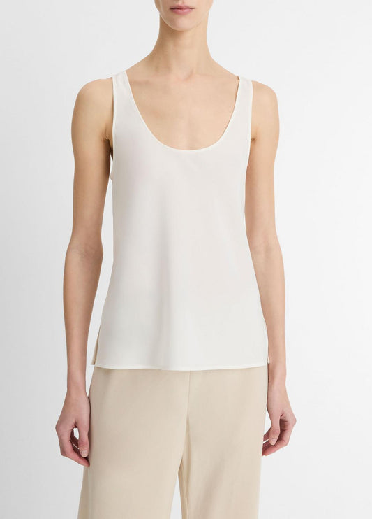 Classic Stretch-Silk Bias Tank in Shirts & Tees OFF WHITE | VINCE Sale