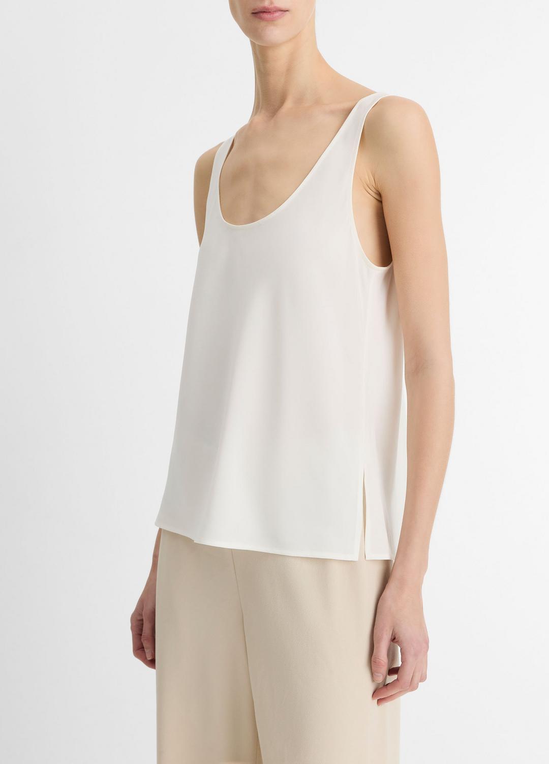 Classic Stretch-Silk Bias Tank in Shirts & Tees OFF WHITE | VINCE Sale