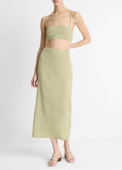 Checked Smocked Midi Skirt in Dresses & Skirts HERBARIA COMBO | VINCE Sale