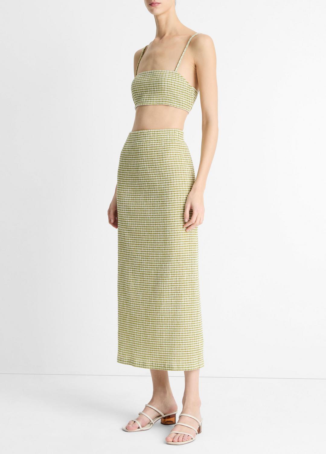Checked Smocked Midi Skirt in Dresses & Skirts HERBARIA COMBO | VINCE Sale