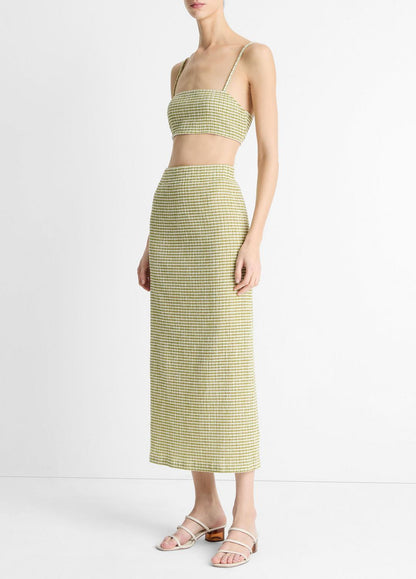Checked Smocked Midi Skirt in Dresses & Skirts HERBARIA COMBO | VINCE Sale