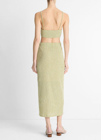 Checked Smocked Midi Skirt in Dresses & Skirts HERBARIA COMBO | VINCE Sale