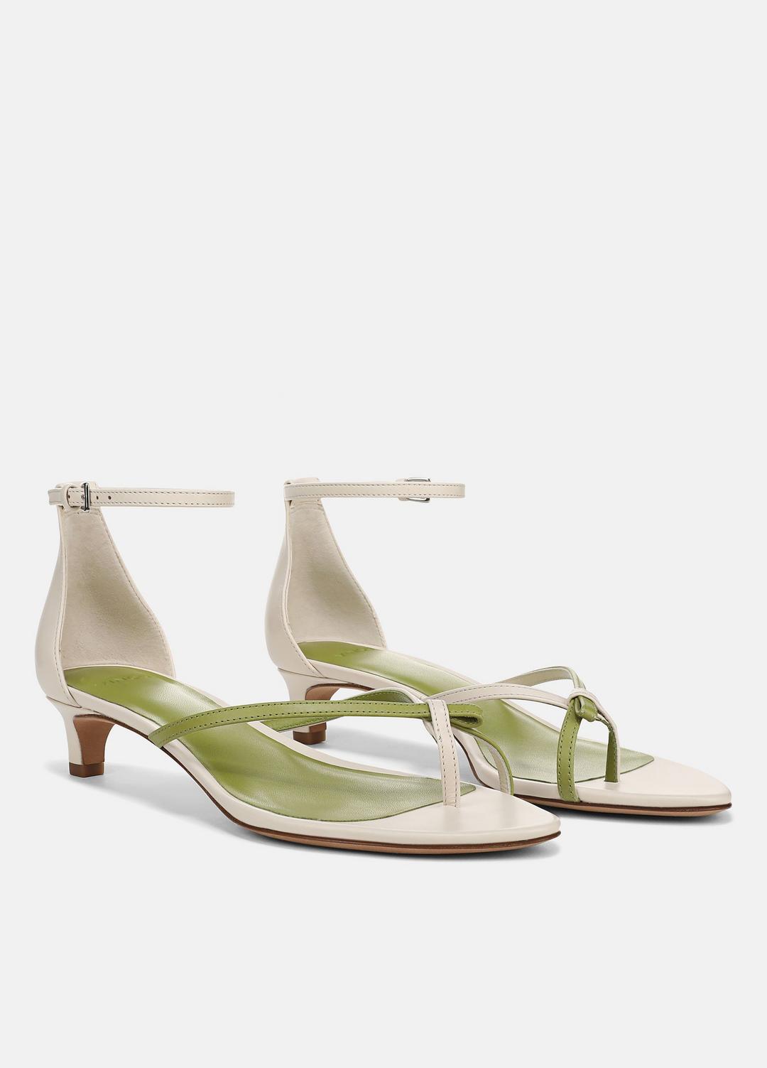 Siri Leather Heeled Sandal in Shoes FLAX/HERBARIA | VINCE Sale