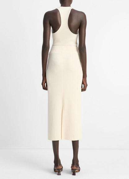 Ribbed Cotton-Blend Midi Skirt in Dresses & Skirts OAT SHELL | VINCE Sale