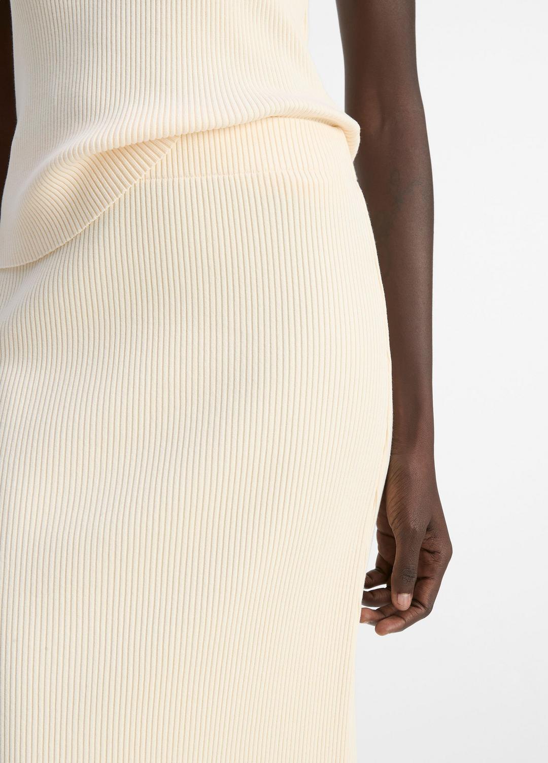 Ribbed Cotton-Blend Midi Skirt in Dresses & Skirts OAT SHELL | VINCE Sale