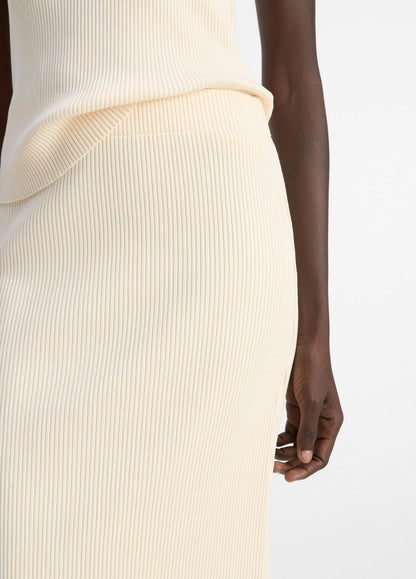 Ribbed Cotton-Blend Midi Skirt in Dresses & Skirts OAT SHELL | VINCE Sale